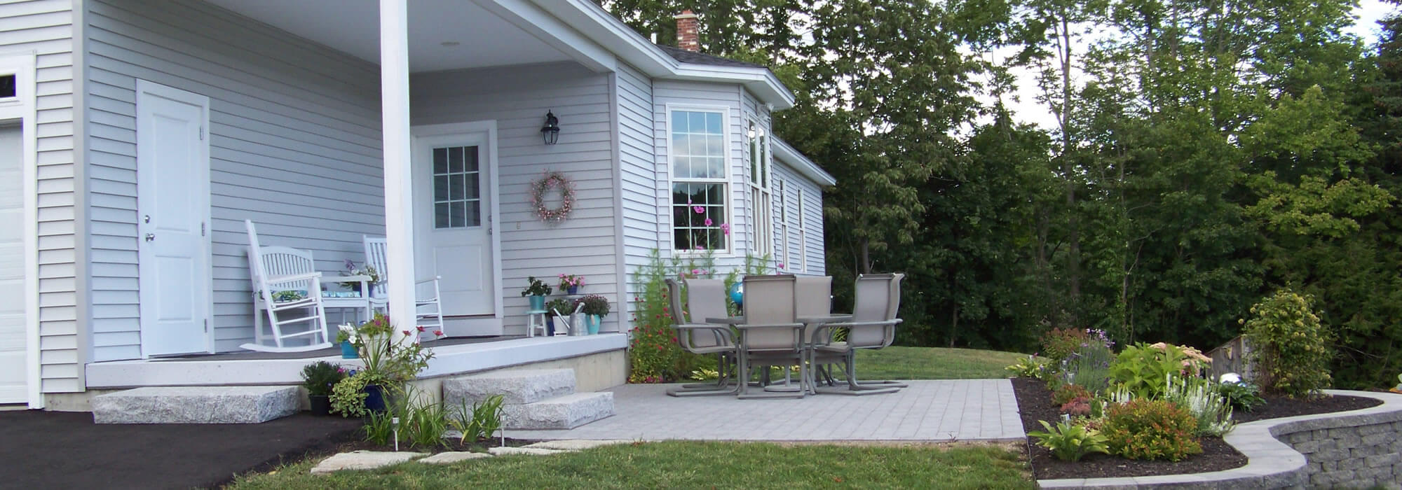 New home with porch and patio.